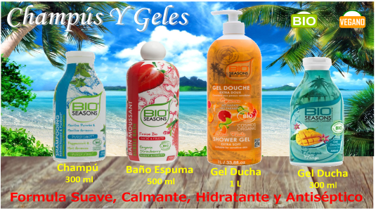 Cartel gel y champus Bio Seasons